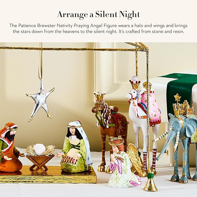 MACKENZIE-CHILDS Patience Brewster Nativity Figurine, Christmas Nativity Home Decor, Praying Angel