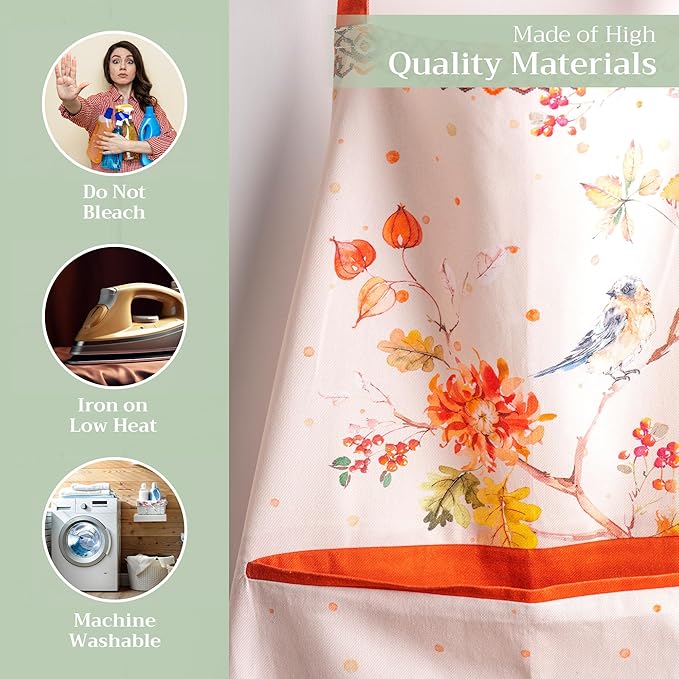 Maison d' Hermine 100% Cotton Apron for women with Pocket Kitchen Chef Apron for Men Cooking Gardening Server Waitress