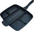 Master Pan Non-Stick Divided Grill/Fry/Oven Meal Skillet, 15", Black