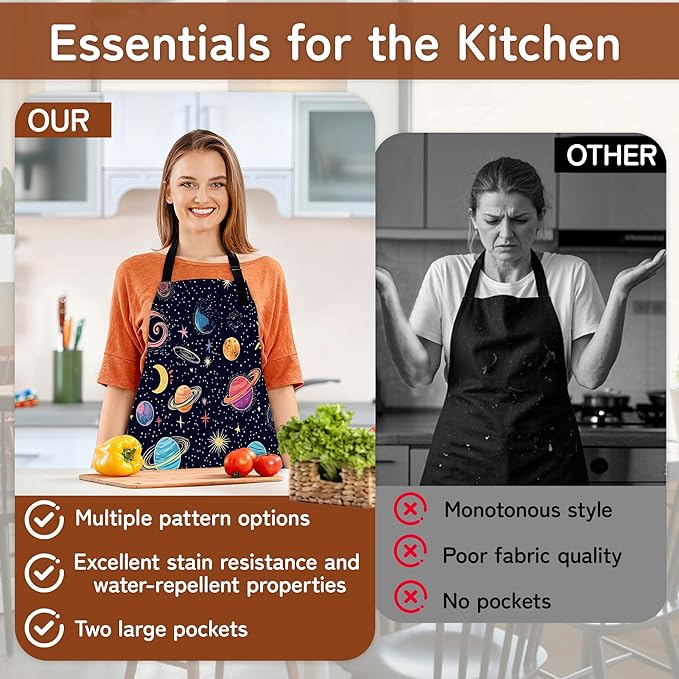 Adjustable Kitchen Apron with Pockets for Women and Men,Soft Chef Apron for Cooking, BBQ, and Grill