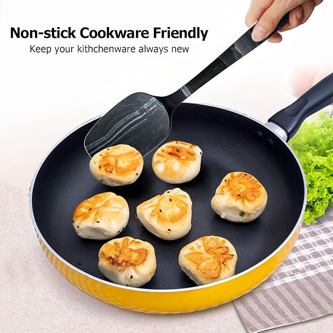 Premium Silicone Marbled Spatula Set of 6 – 446°F Heat-Resistant One-Piece Steel Core, Non-Stick Kitchen Tools for Baking, Cooking & Mixing – Dishwasher Safe (Black)