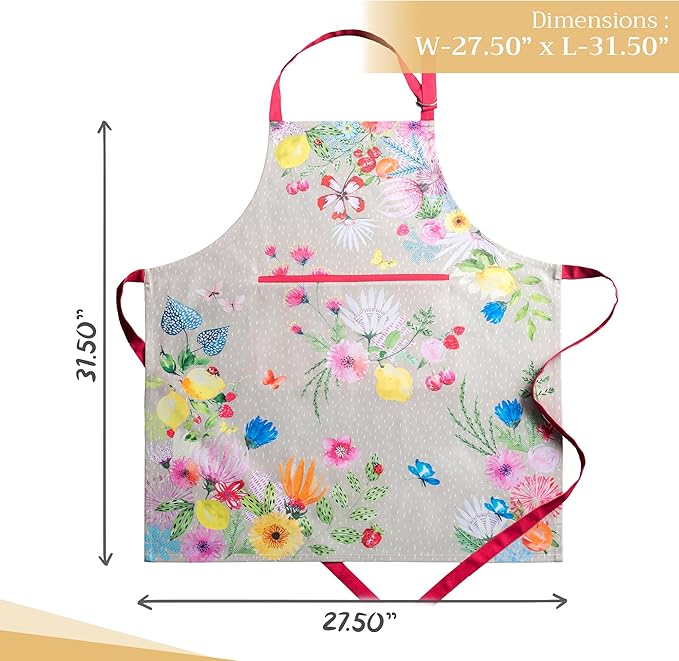 Maison d' Hermine 100% Cotton Apron for women with Pocket Kitchen Chef Apron for Men Cooking Gardening Server Waitress