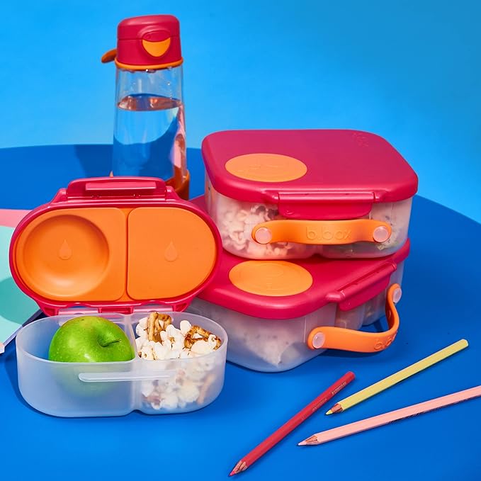 b.box Kids Lunch & Snack Containers. 3-Pack Set Includes Matching Oversized Bento Lunch Box, Mini Meal Boxes for Kids and Toddlers. School Supplies (Strawberry Shake)