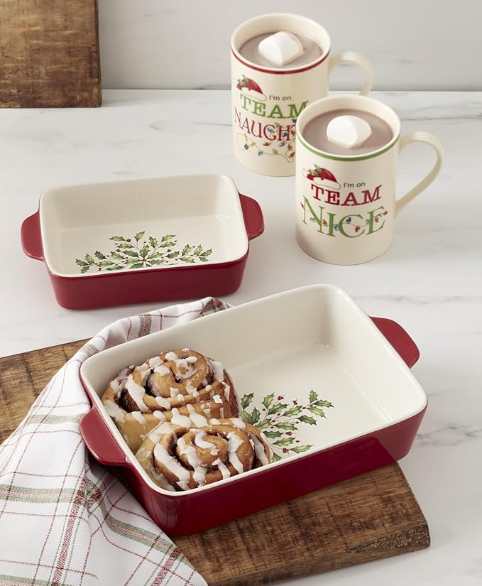 Lenox 898050 Holiday Rectangular Baking Dish, Medium, Christmas, Festive Kitchen Decor