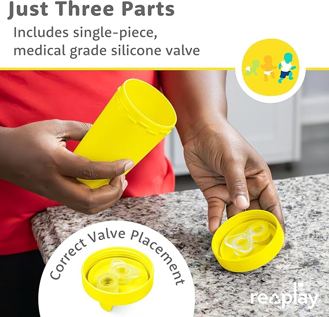 Re-Play Spill-Proof Sippy Cups - Reusable 10 Oz Set of 4, Dishwasher & Microwave Safe, Made in USA, Citrus