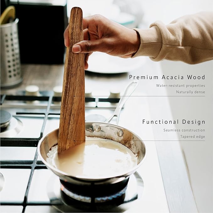 Wooden Spatula for Cooking – 12 inch Premium Wood Turner for Nonstick Pans & Cast Iron – Durable Kitchen Utensil, Egg Scraper, Pancake Flipper, Kitchen Gift Idea – Set of 2