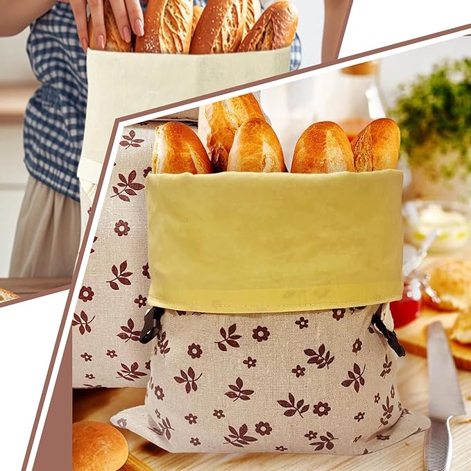 Reusable Beeswax Bread Bags for Homemade Bread & Sourdough - Keeps Bread Fresh for Longer, Reusable Food Storage Bag 2 Pack
