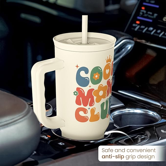 Mom Tumbler with Handle 40oz, Cool Mom Club Cup Stainless Steel Insulated Tumblers Coffee Travel Mugs, Gifts for Moms from Daughter Son, Best Mother Gift for Birthday Christmas Mothers Day