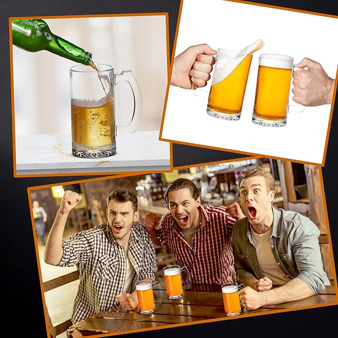 12 Libbey Beer Mugs Set, 12 oz. - Groomsmen Glassware - Clear