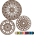 3 Set Silicone Trivet Mats with 1 Extra Large Included | Intricately Carved Insulated Flexible Durable Non Slip Thick Round Premium Trivets for Hot pots and Pans | Brown Sugar