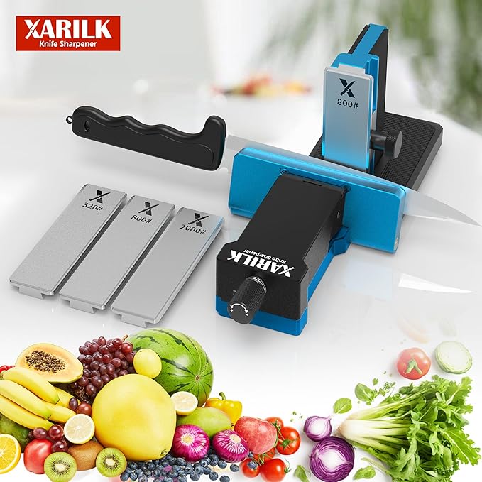 Upgraded Rolling Knife Sharpener Kit – Adjustable 10 – 40°, Removable Diamond Stones (320#, 800#, 2000#), Compact & Portable – Premium Knife Sharpening System for Kitchen & Outdoor Use