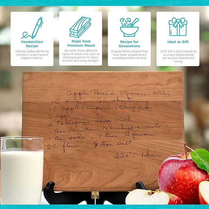 Blue Ridge Mountain Gifts Personalized Laser Engraved Recipe Cutting Board - Wood Cutting Board - Custom Gift for Dad - Great as Wedding Gifts, Christmas Gift, Mother In Law Gifts, Marriage Gifts