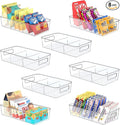 Clear Plastic Food Storage Organizer Bins,8 Pack Pantry Organizations and Storage Bins with Removable Dividers, Stackable Refrigerator Organizer Bins Fridge Organizers Kitchen Cabinet Organizers