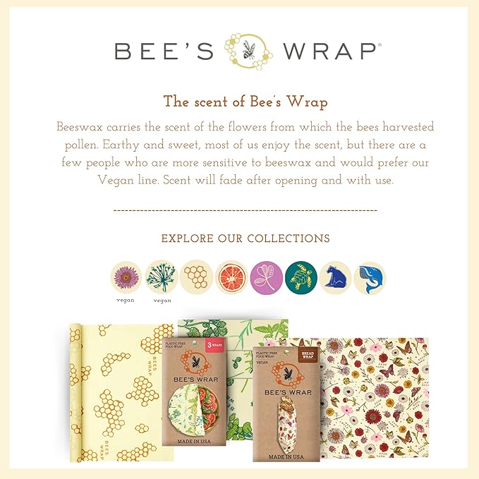 Bee's Wrap Beeswax Wraps for Food - Made in USA Reusable & Organic Food Wraps, Sandwich Wrap & Bowl Covers - Eco-Friendly Alternative to Aluminum Foil & Plastic Wrap, Bee's + Bears 3 Pack (S, M, L)