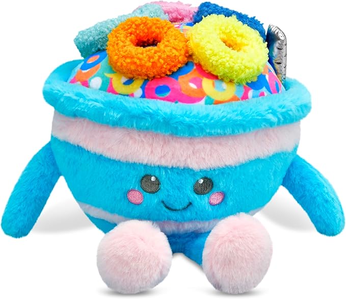 iscream Sweet Cereal Bowl 8" x 8" Fur and Fleece Embroidered Accent Mini Pillow