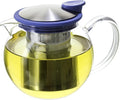 FORLIFE Bola Glass Teapot with Basket Infuser, 25oz./750ml., Marine