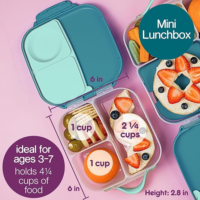 b.box Mini Lunch + Snack Containers (Emerald Forest): 2-Pack Set Includes Lunch Box (4 1/4 Cup Capacity) & Snack Box (1 3/4 Cup Capacity). Easy Open Bento Containers, School Supplies