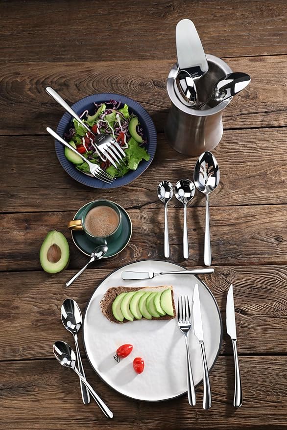 Cangshan 1027013 Rain II Series 20-Piece Stainless Steel 18/10 Forged Flatware Set
