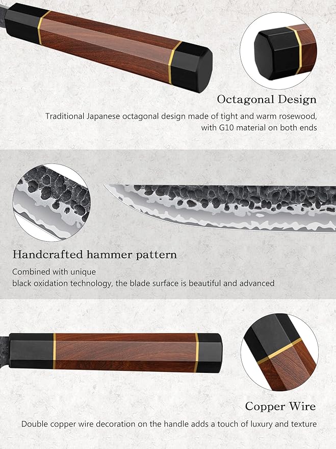 HOSHANHO 7 Inch Fillet Knife, Razor Sharp Hand Forged Boning Knife, Japanese Super Steel Fish Knives with Ergonomic Handle for Meat and Poultry