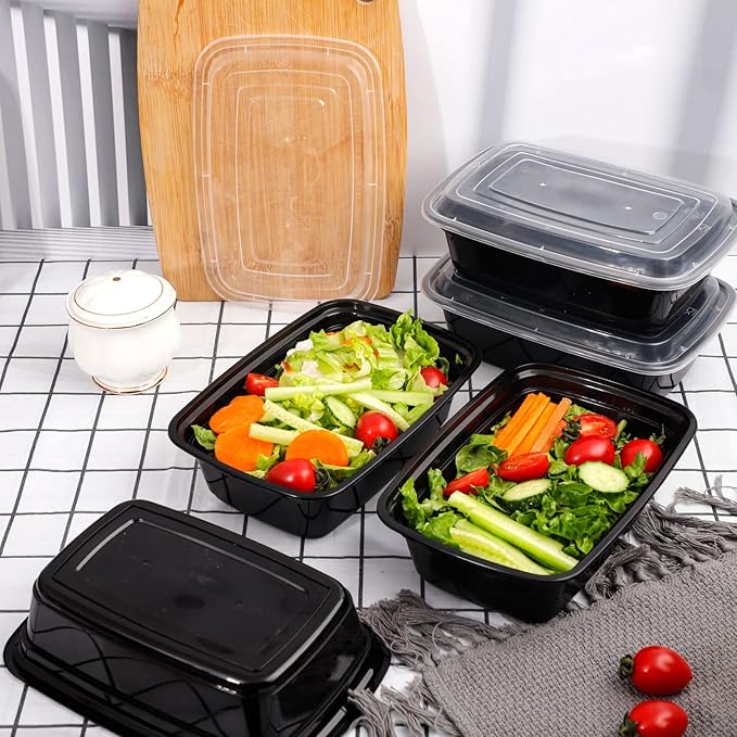 LIYH 200 Pcs Meal Prep Container 1 Compartment, 45 oz Food Storage Containers with Lids, Bento Box, Reusable BPA Lunch Boxes, Microwave Dishwasher Safe 100 Set