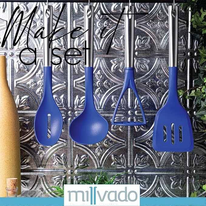 Soup Ladle, Blue Nylon & Stainless Steel, 13 Inch, Modern, Plastic Free, 1 Piece