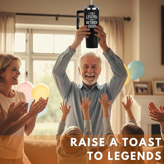 Retirement Gifts for Men 2025, The Legend Has Retired 2025 Tumbler 40Oz, Retirement Cup, Retired Gifts for Men, Farewell Gift for Coworkers, Retiring Coffee Mug Ideas for Colleague, Boss