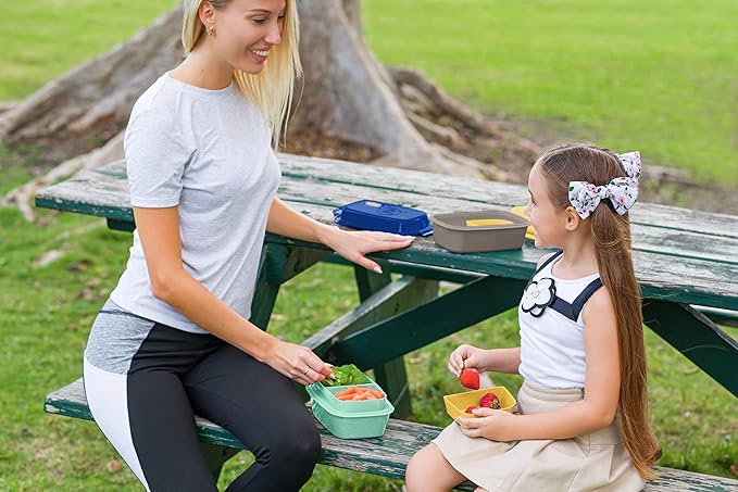 Ultimate Bento Box - Lunch Box for Kids & Adults with Removable Ice Pack - Leakproof, Multi-Compartment Food Container with Removable Containers - Microwave & Dishwasher Safe (Blue/Green)
