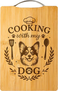 Bamboo Cutting Board, Dog Mom Gift, Personalized Handmade Kitchen Decor – Cooking with My Dog (Corgi)