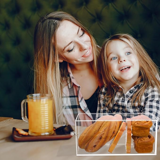 Clear Bread Box Acrylic Bread Storage Container Display for Homemade Storage Bin for Kitchen Countertop, Muffins, Rolls Cake Food Party