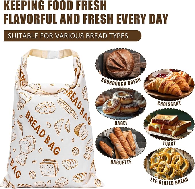 1 Pack Beeswax Bread Bags for Sourdough Reusable Bread Bags Food Storage Bag Large Capacity Portable Freshness Preservation Homemade Sourdough Bread Storage Bag