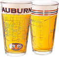 Greenline Goods – University of Auburn Tigers College Pint Beer Glasses (Set of 2), 16 oz – Full-Color Logo + Campus Map