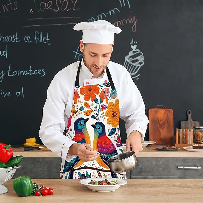 Apron with Pockets for Women, Adjustable Kitchen Cooking BBQ Chef Apron, Gifts for Mom Birthday, or Holidays