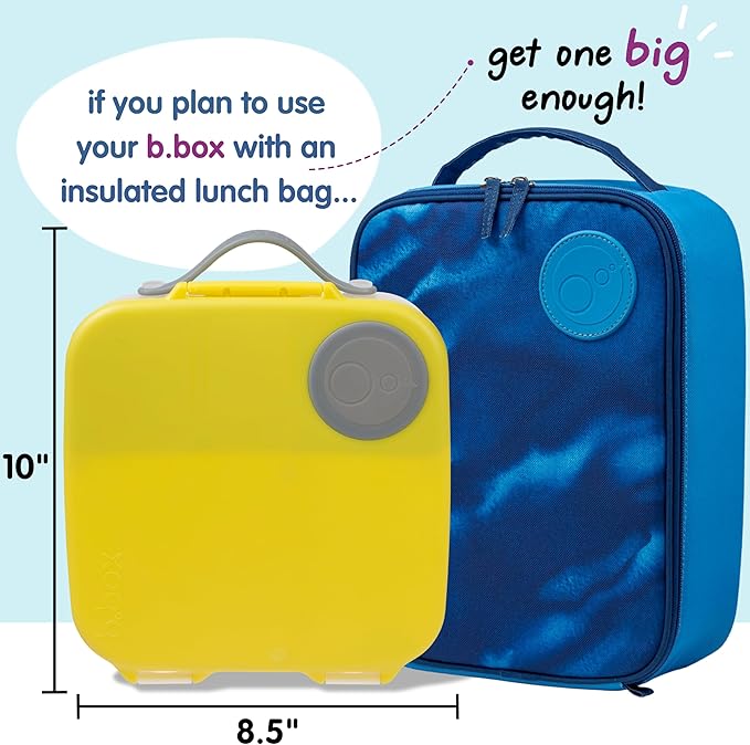 b.box Oversized Lunch Box for Kids: Bento Box with 4 Compartments (2 Leak Proof), Removable Divider, Gel Cold Pack. For Older Kids and Big Eaters Ages 3+. School Supplies. 8½ Cup Capacity
