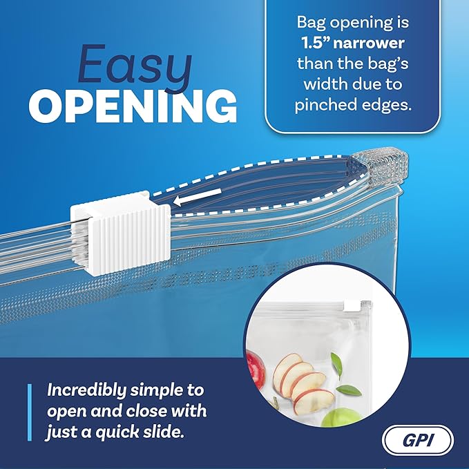 1000 Count - Slider Zip Food Storage Sandwich Bags, 7" x 9" 3 Mil Heavy Duty, Strong & Durable For Freezer Storage, For Sandwiches, Snacks & More. GPI