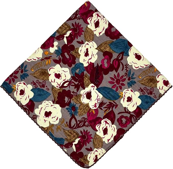21x21 inches 100% Cotton Bandana for Women - Soft Square Scarf, Multi-Purpose Head Covering, Hair Bandana