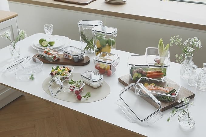 Crystal Lock Airtight Food Storage Containers with Lids Gift Set(7 pack) Tritan | BPA-Free Meal Prep Container | Microwave, Freezer and Dishwasher Safe | Leak-Proof | Fresher Food