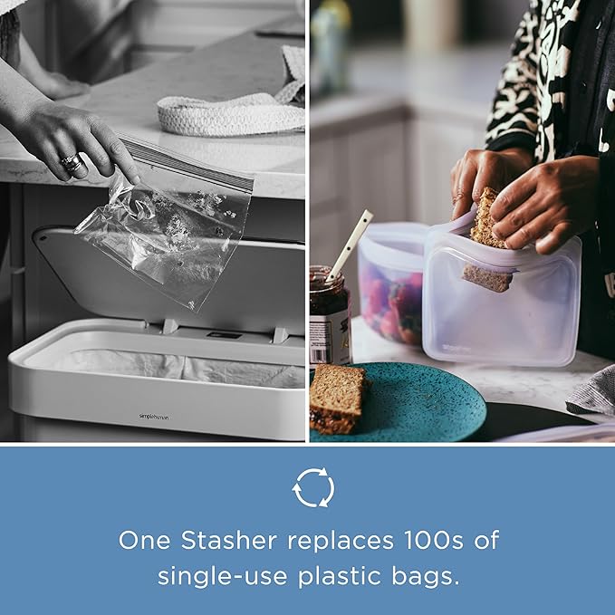 Stasher Premium Silicone Reusable Food Storage Bags, 3-Pack, Artivism, Multi-Use Food Storage Bags, Lunch Bag, Travel Containers, BPA Free, Leak-free, Dishwasher-Safe, Eco-friendly