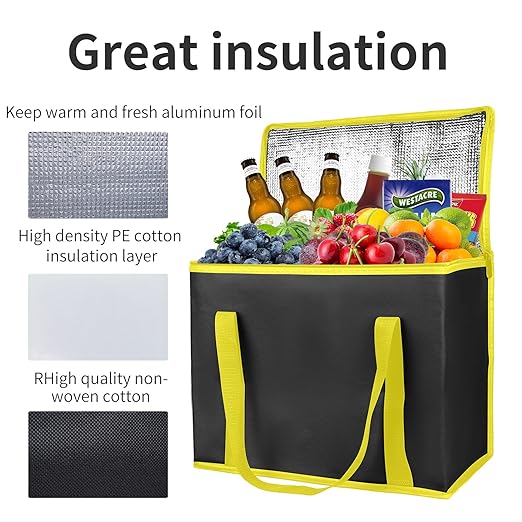 2-Pack Extra Insulated Grocery Shopping Bag, Large Green Leaf, Kitchen Foldable Reusable Bags Groceries,Sturdy Zipper,Collapsible,Tote,Cooler, Women,Durable Carrier
