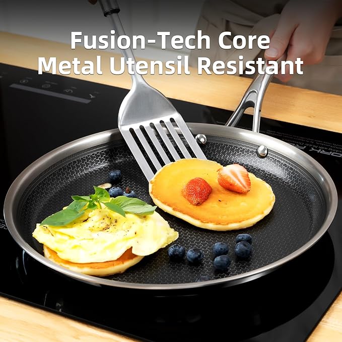 DELUXE Hybrid Ceramic Nonstick Griddle Pan,12-Inch,Stay-Cool Handle,Dishwasher&Oven Safe,Induction-Ready,PFOA Free Compatible with All Cooktops