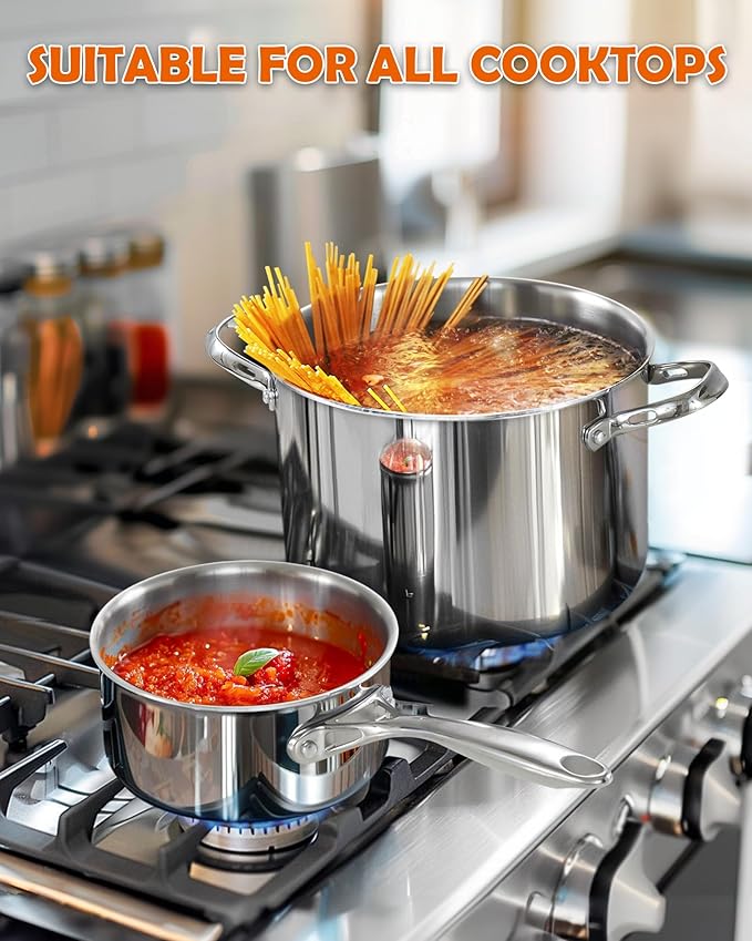 Cooks Standard Stainless Steel Saucepan with Lid, Multi-Ply Clad Sauce Pot 3-Quart, Silver