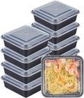 Restaurantware Take Out Containers 100 Pack of 32 oz with Clear Lids Microwave-Safe Disposable Plastic Food Storage Containers Stackable Greaseproof Black Meal Prep Square Single Compartment