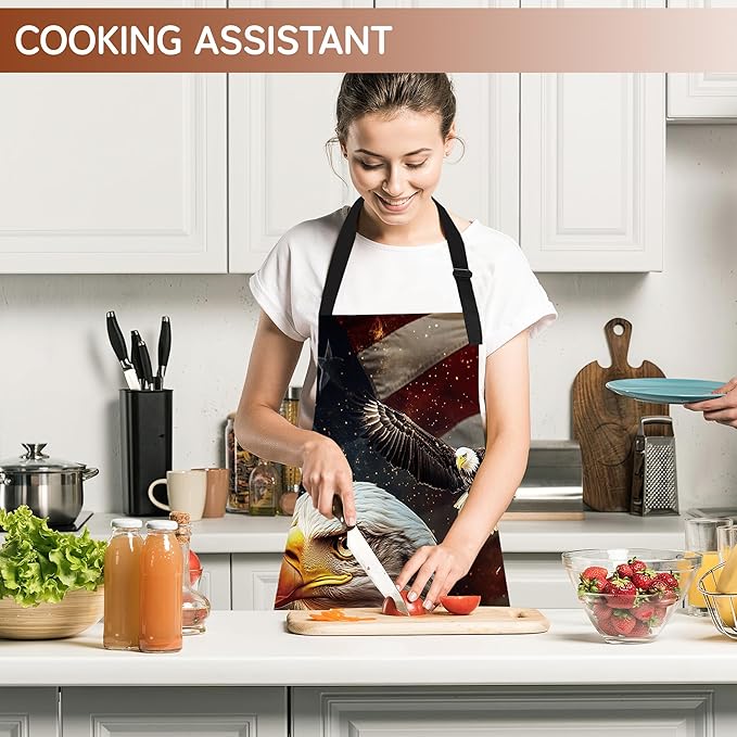 Cooking Apron for Women and Men,Adjustable Chef Bib Apron with 2 Pockets, Water and Oil Resistant for Kitchen Use