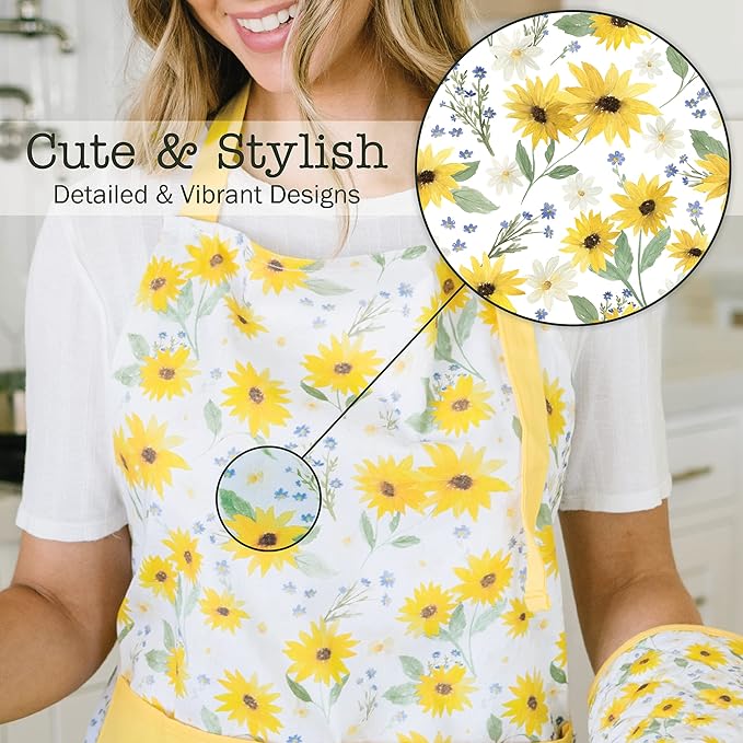 Adjustable Designer Kitchen Apron for Adults | Cotton Cooking Apron with Pockets and Adjustable Neck Buckle