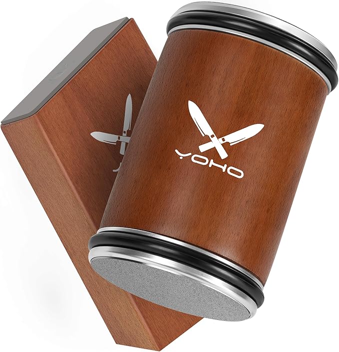 YOHO Rolling Knife Sharpener Kit, Upgraded Knife Sharpeners Industry Diamond Knife Sharpening Kit Tool Kitchen Knife Sharpener with 15 and 20 Degree Magnetic Angle Base for Kitchen Knives - Gifts
