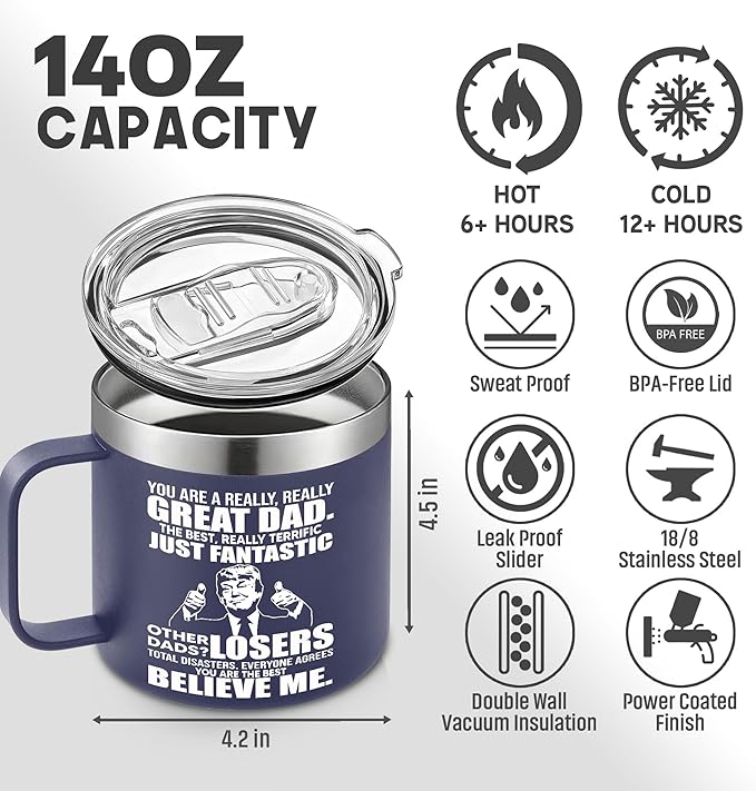 Christmas Gifts for Dad, Men - Gifts for Dad from Daughter, Son - Dads Birthday Gift Ideas, Happy Birthday gifts for Dads, Fathers - Best Dad Ever Gift, Present for dads - 14 Oz dad Mug