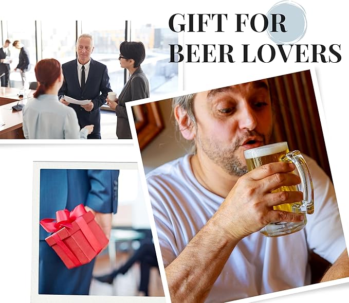 Onebttl Personalized Beer Gifts for Men - 17 oz Heavy Beer Stein Mug with Handle for Boss as Birthday Christmas Gift - L