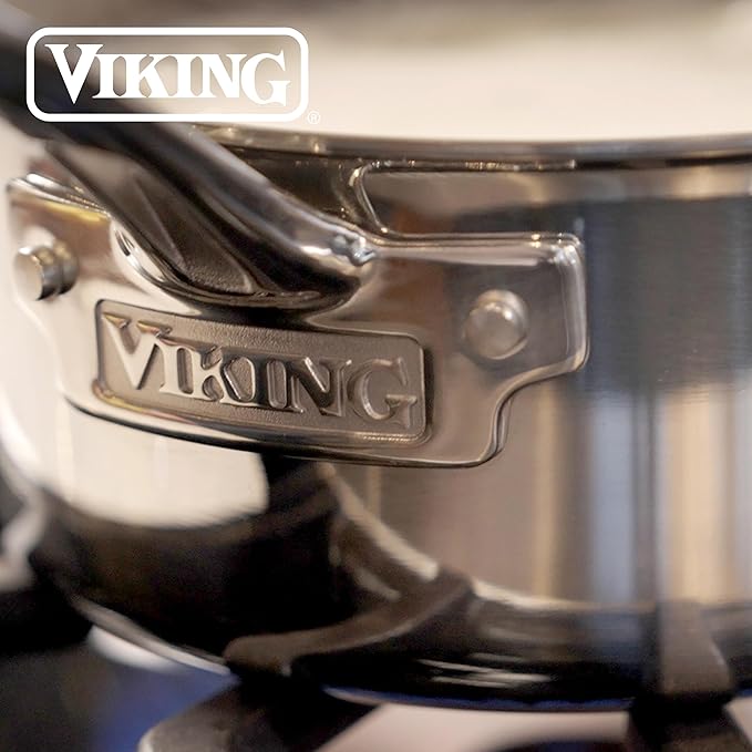 Viking PureGlide Pro 3-Ply Nonstick Sauce Pan, Made without PFAS, 3-Quart Induction Cooking Pot with Lid, Metal Utensil Safe Titanium Nonstick Surface, Oven Safe to 600F