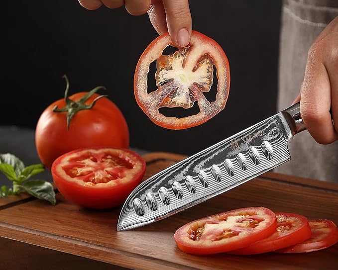 Wakoli EDIB 2-Piece Damascus Kitchen Knife Set – Santoku & Small Santoku with VG10 Core made of 67-Layer Damascus Steel Blades – Professional Chef Knives with Ergonomic Pakkawood Handles in Gift Box