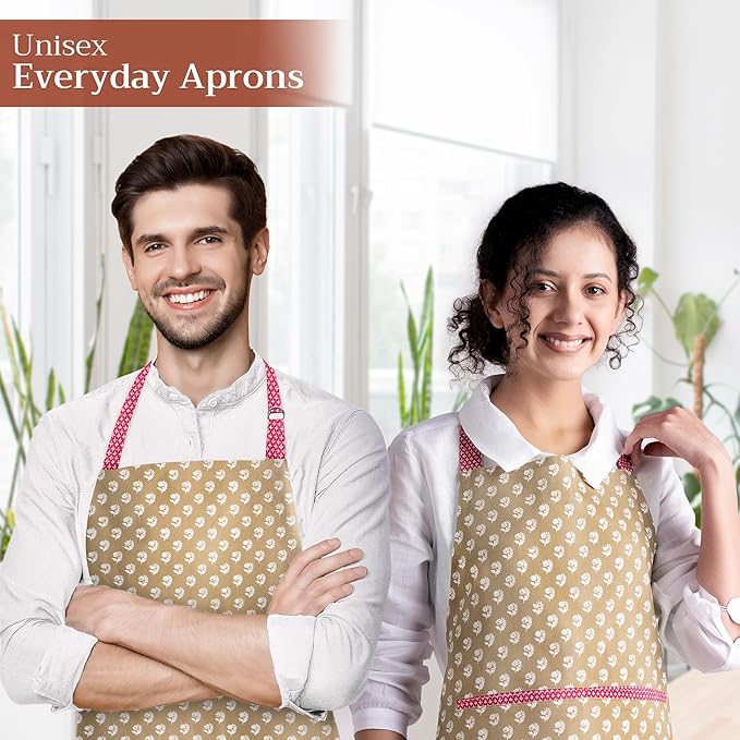 Maison d' Hermine 100% Cotton Apron for women with Pocket Kitchen Chef Apron for Men Cooking Gardening Server Waitress