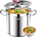 35Qt Brushed Stainless Steel Stock Pot With Lid - Large Stock Pot - Heavy Duty Induction Commercial Grade Stockpots for Soup, Stew, Oven, Gas, Ceramic, and Dishwasher Safe